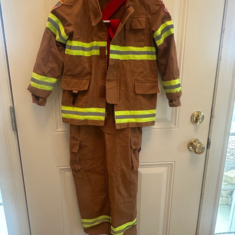 Get real gear Firefighter Costume - Brown with Yellow Stripes
